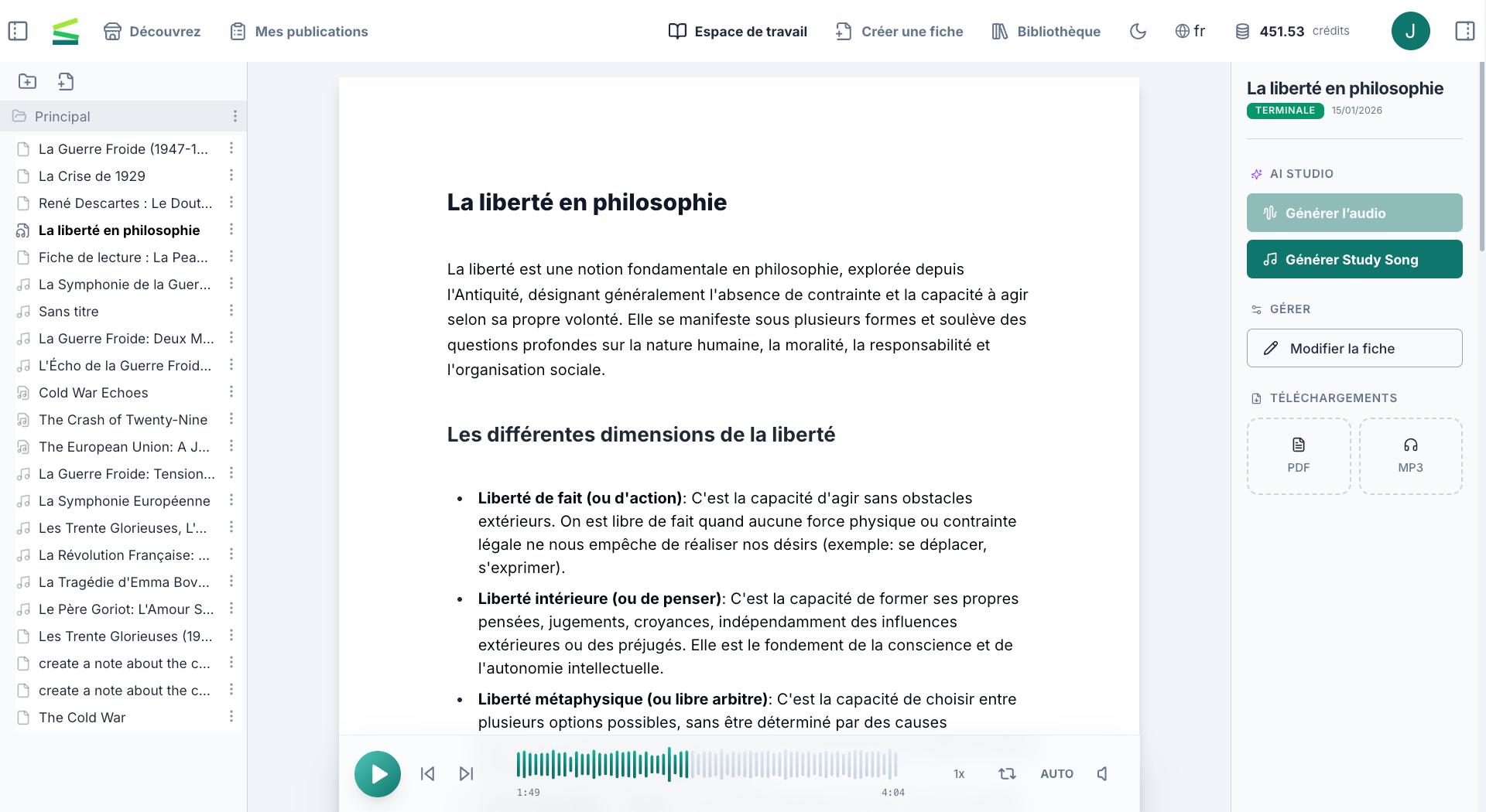 Studinotes Interface